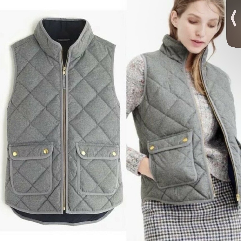 J. Crew Excursion Gray Quilted Puffer Vest Size Small - Picture 2 of 7